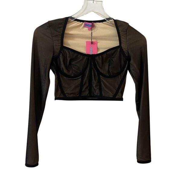 Edikted Megan Bodice Crop Top size small black NWT - Picture 4 of 13